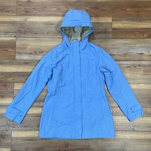 Eddie Bauer Hooded Windbreaker Jacket Spring Coat Softshell Rain Blue Medium